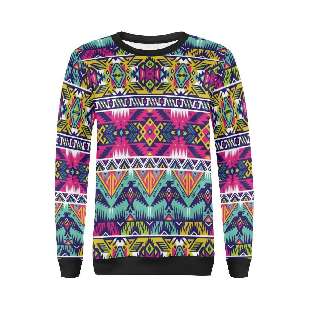 Native American Indians Aztec Tribal Navajo Print Women Crewneck Sweatshirt-grizzshop