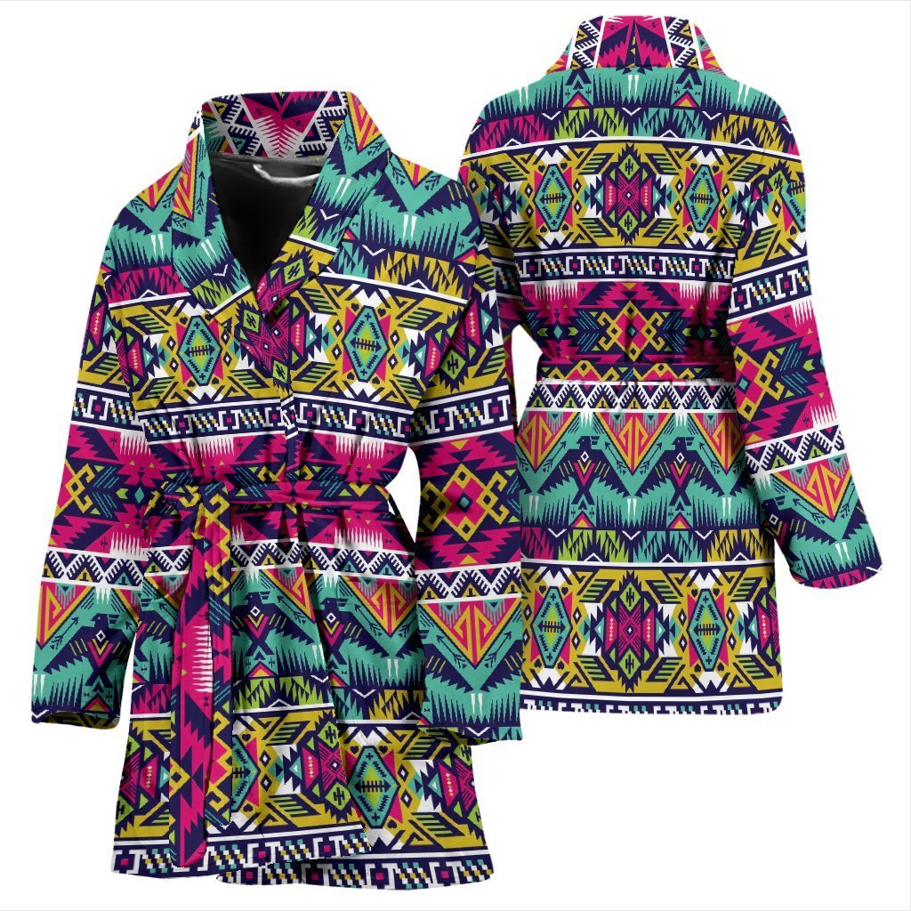 Native American Indians Aztec Tribal Navajo Print Women Long Robe-grizzshop