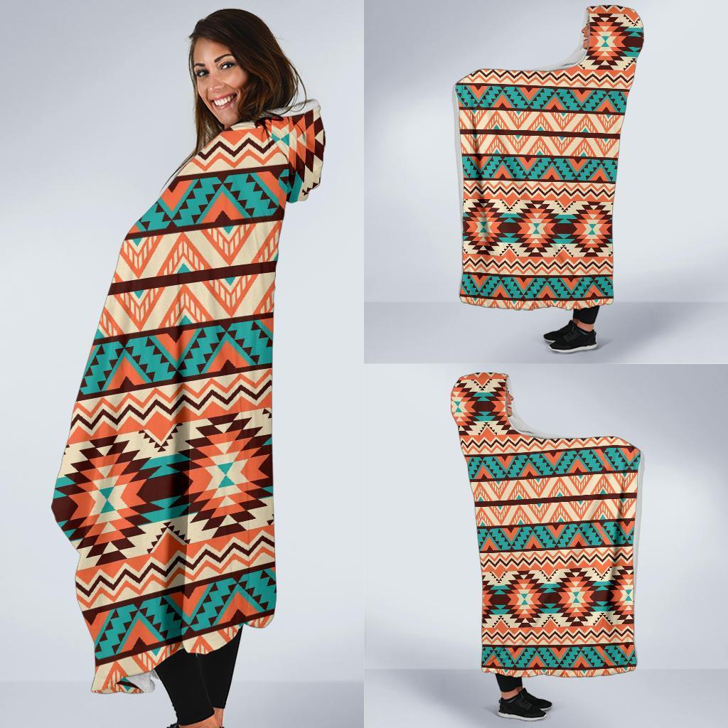 Native American Navajo Indians Aztec Tribal Print Hooded Blanket-grizzshop