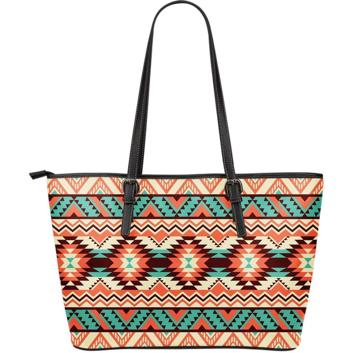 Native American Navajo Indians Aztec Tribal Print Leather Tote Bag-grizzshop