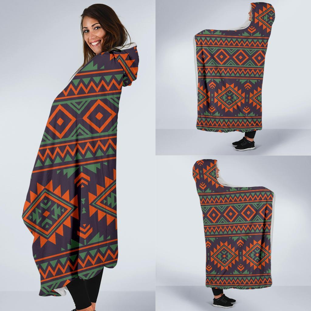 Native American Tribal Navajo Indians Aztec Print Hooded Blanket-grizzshop