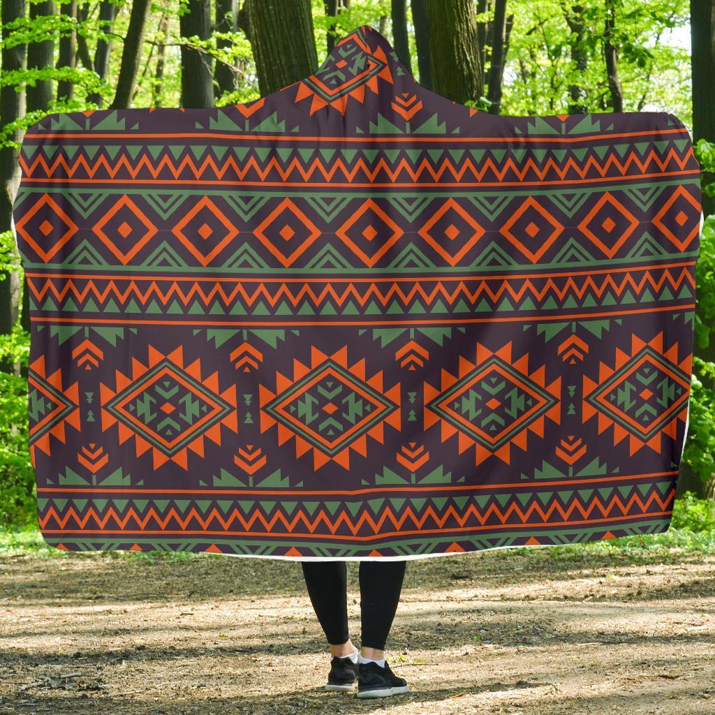 Native American Tribal Navajo Indians Aztec Print Hooded Blanket-grizzshop