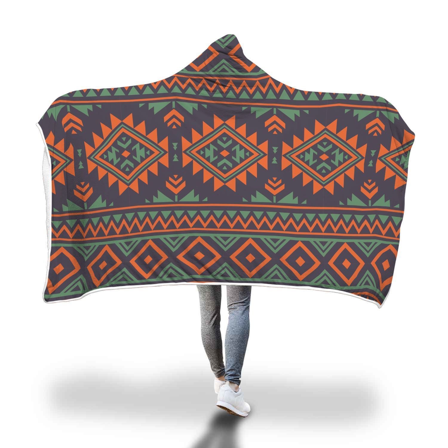 Native American Tribal Navajo Indians Aztec Print Hooded Blanket-grizzshop