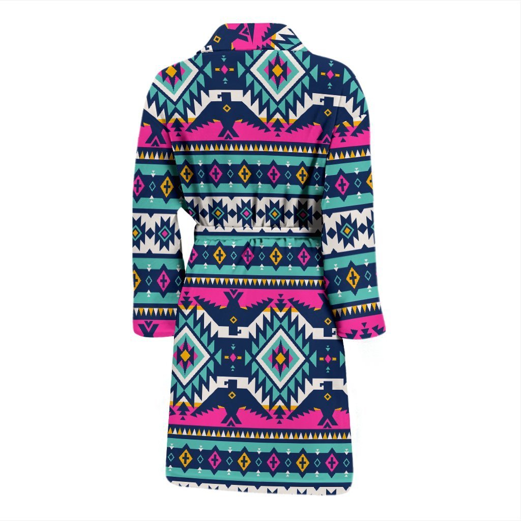 Native American Tribal Navajo Indians Aztec Print Men Long Robe-grizzshop