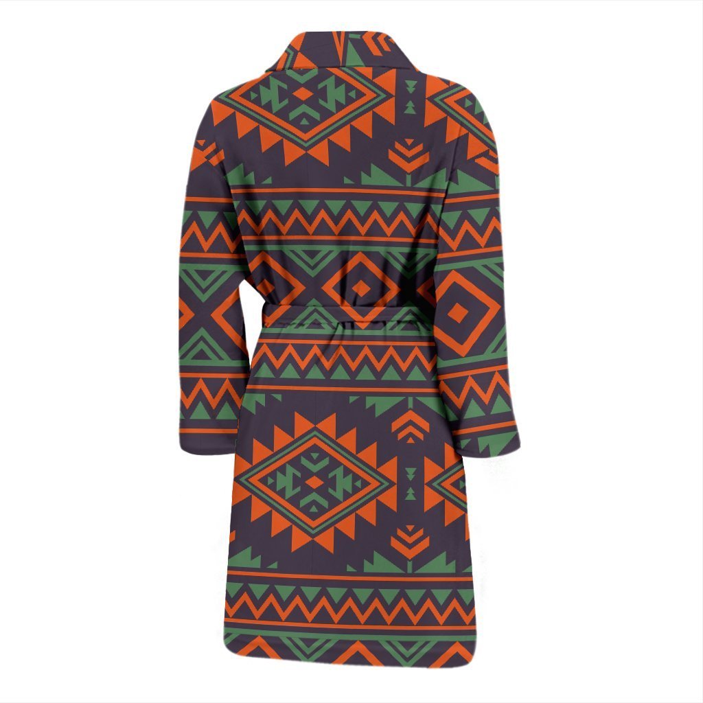 Native American Tribal Navajo Indians Aztec Print Men Long Robe-grizzshop