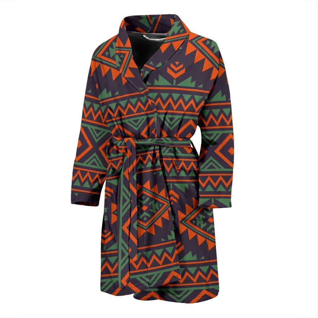 Native American Tribal Navajo Indians Aztec Print Men Long Robe-grizzshop