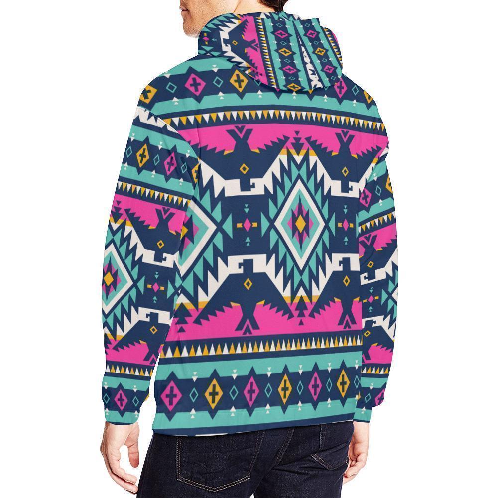 Native American Tribal Navajo Indians Aztec Print Men Pullover Hoodie-grizzshop