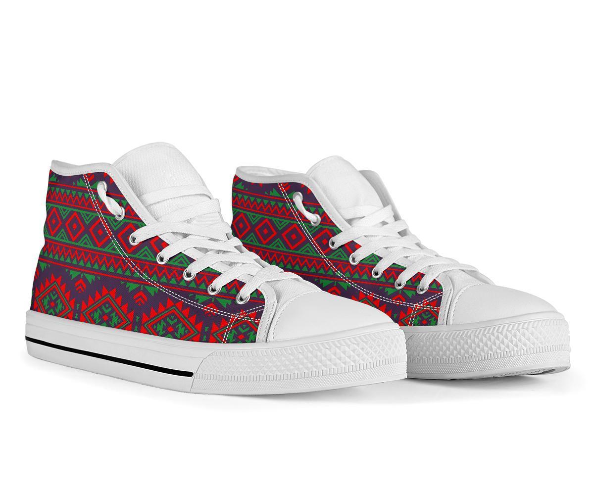Native American Tribal Navajo Indians Aztec Print Men Women's High Top Shoes-grizzshop