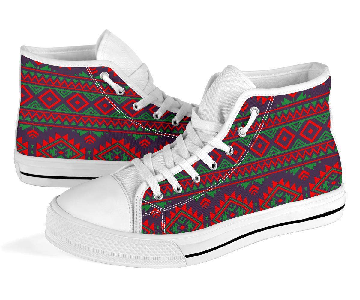 Native American Tribal Navajo Indians Aztec Print Men Women's High Top Shoes-grizzshop