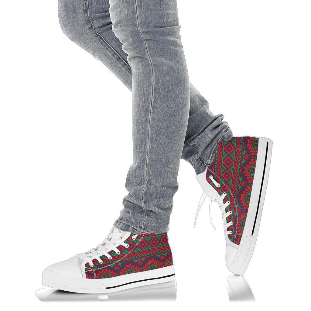 Native American Tribal Navajo Indians Aztec Print Men Women's High Top Shoes-grizzshop