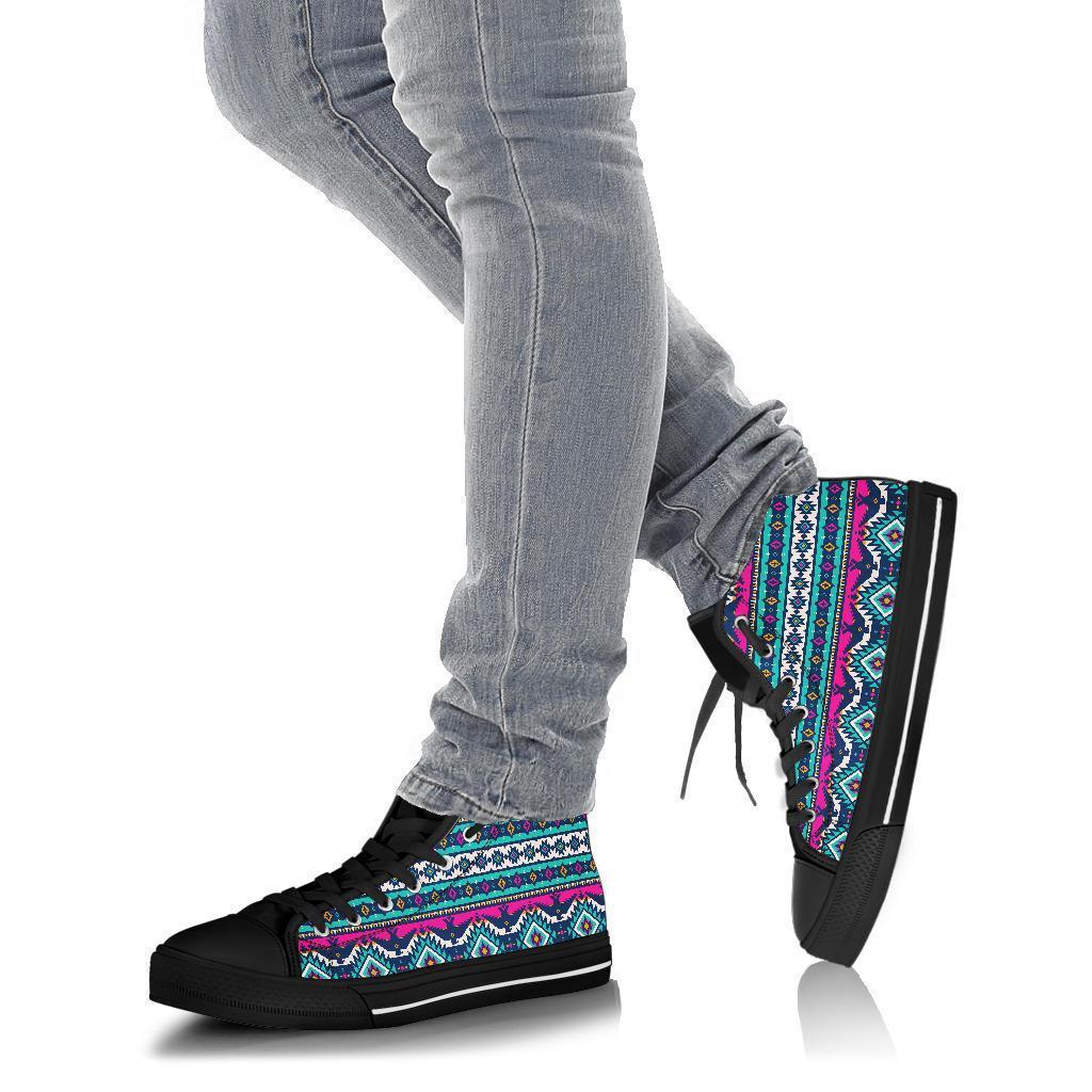 Native American Tribal Navajo Indians Aztec Print Men Women's High Top Shoes-grizzshop