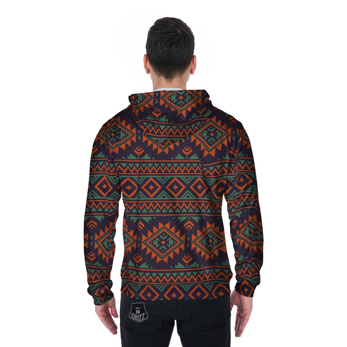 Native American Tribal Navajo Indians Aztec Print Men Zip Up Hoodie-grizzshop