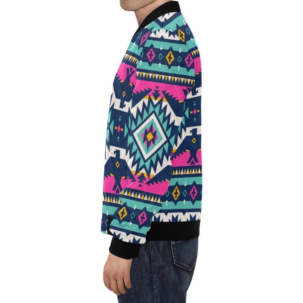 Native American Tribal Navajo Indians Aztec Print Men's Bomber Jacket-grizzshop