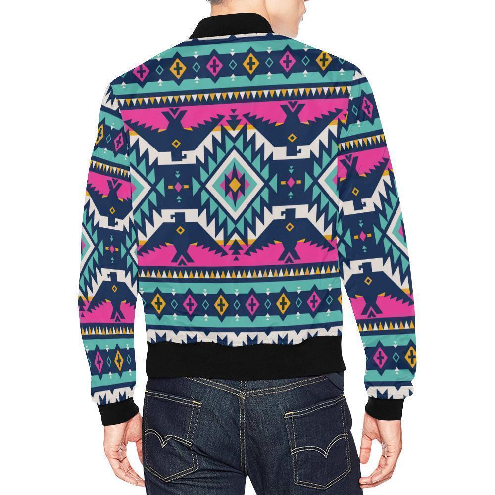 Native American Tribal Navajo Indians Aztec Print Men's Bomber Jacket-grizzshop