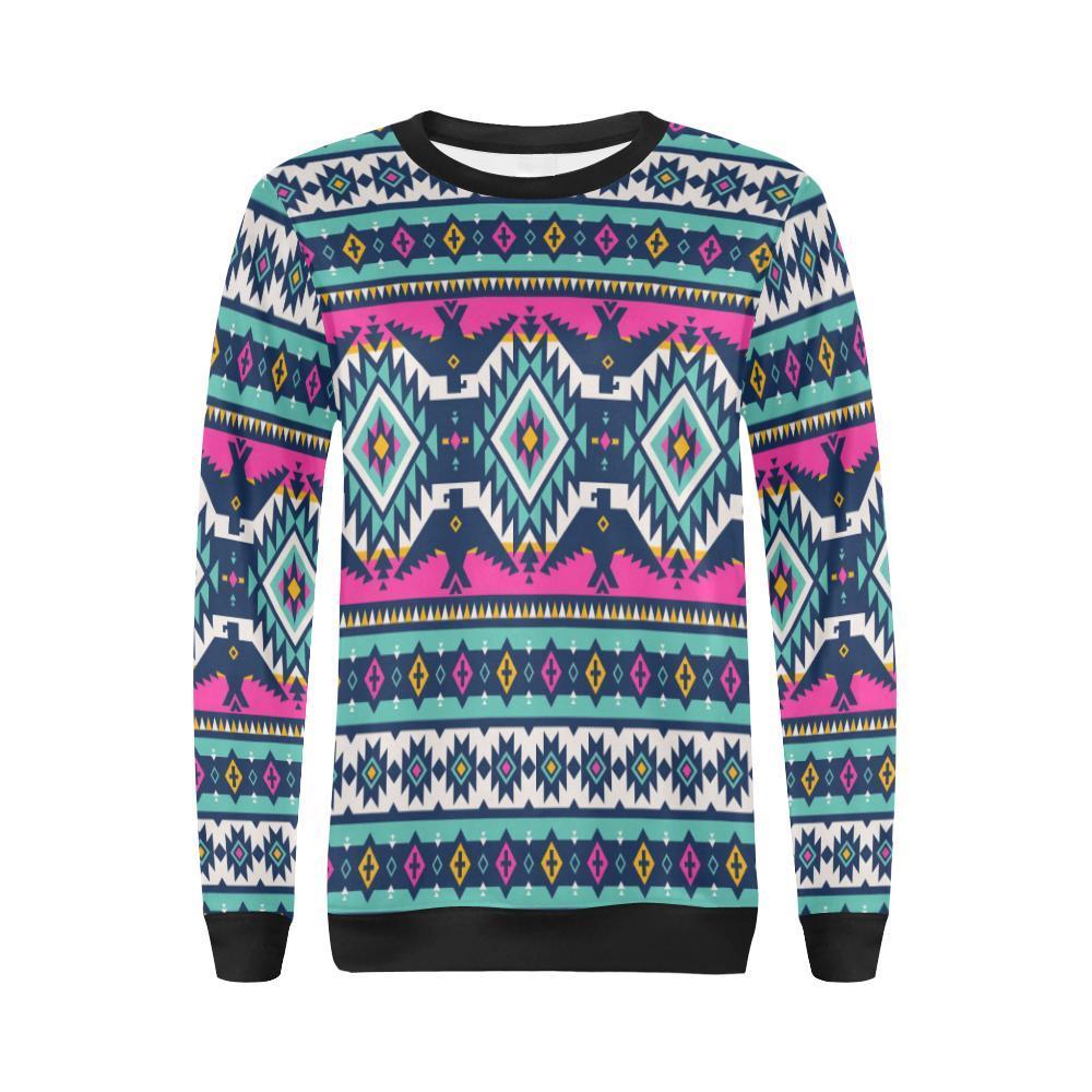 Native American Tribal Navajo Indians Aztec Print Women Crewneck Sweatshirt-grizzshop