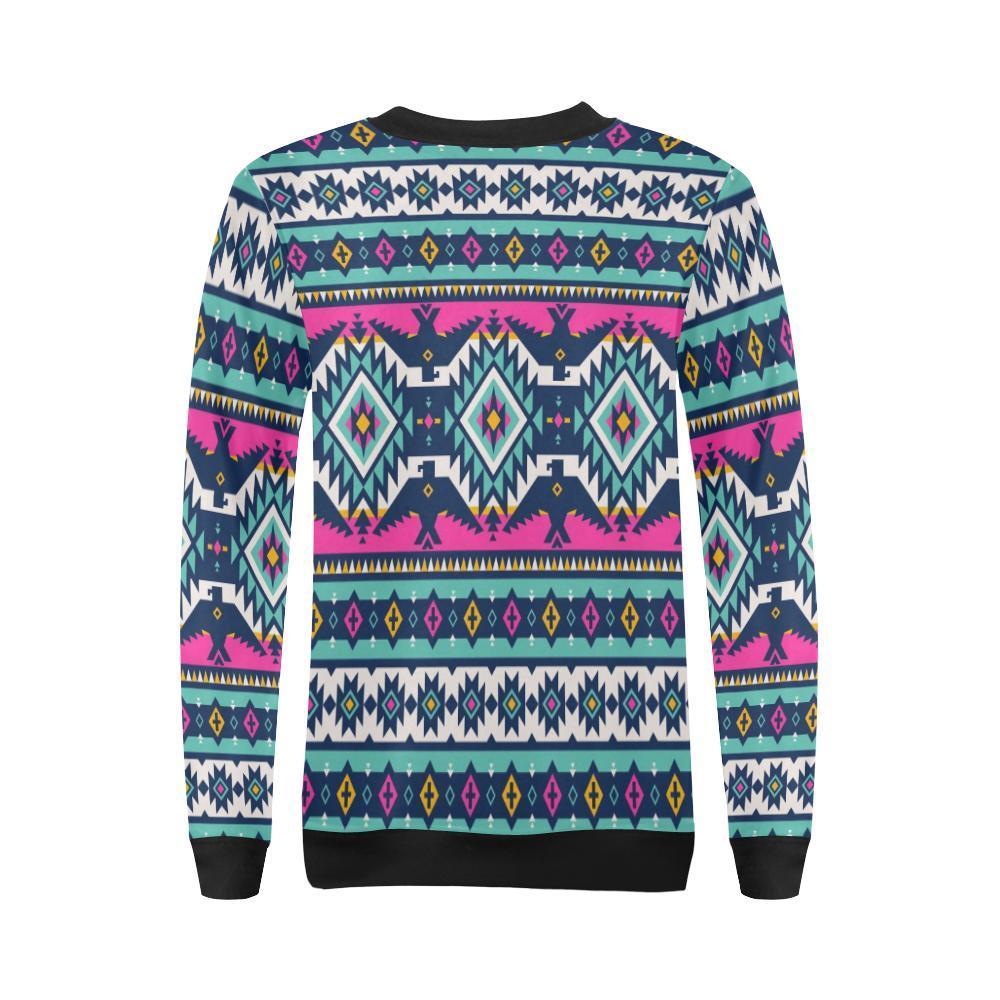 Native American Tribal Navajo Indians Aztec Print Women Crewneck Sweatshirt-grizzshop