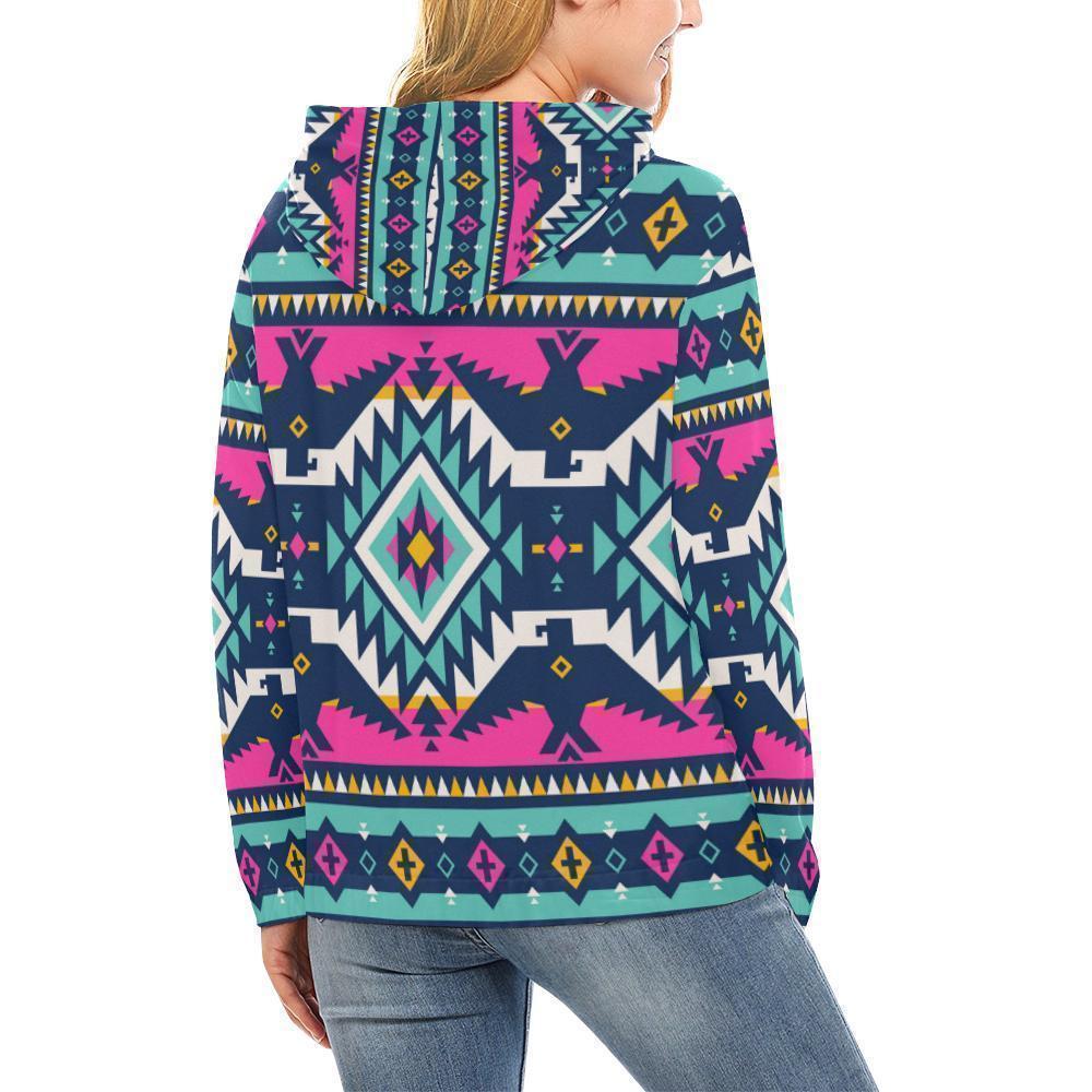 Native American Tribal Navajo Indians Aztec Print Women Pullover Hoodies -grizzshop