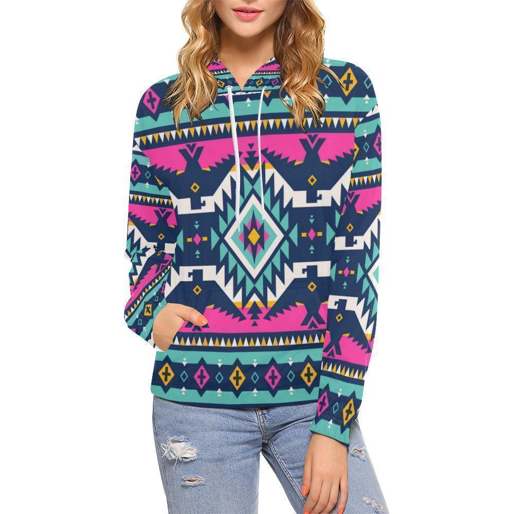 Native American Tribal Navajo Indians Aztec Print Women Pullover Hoodies -grizzshop