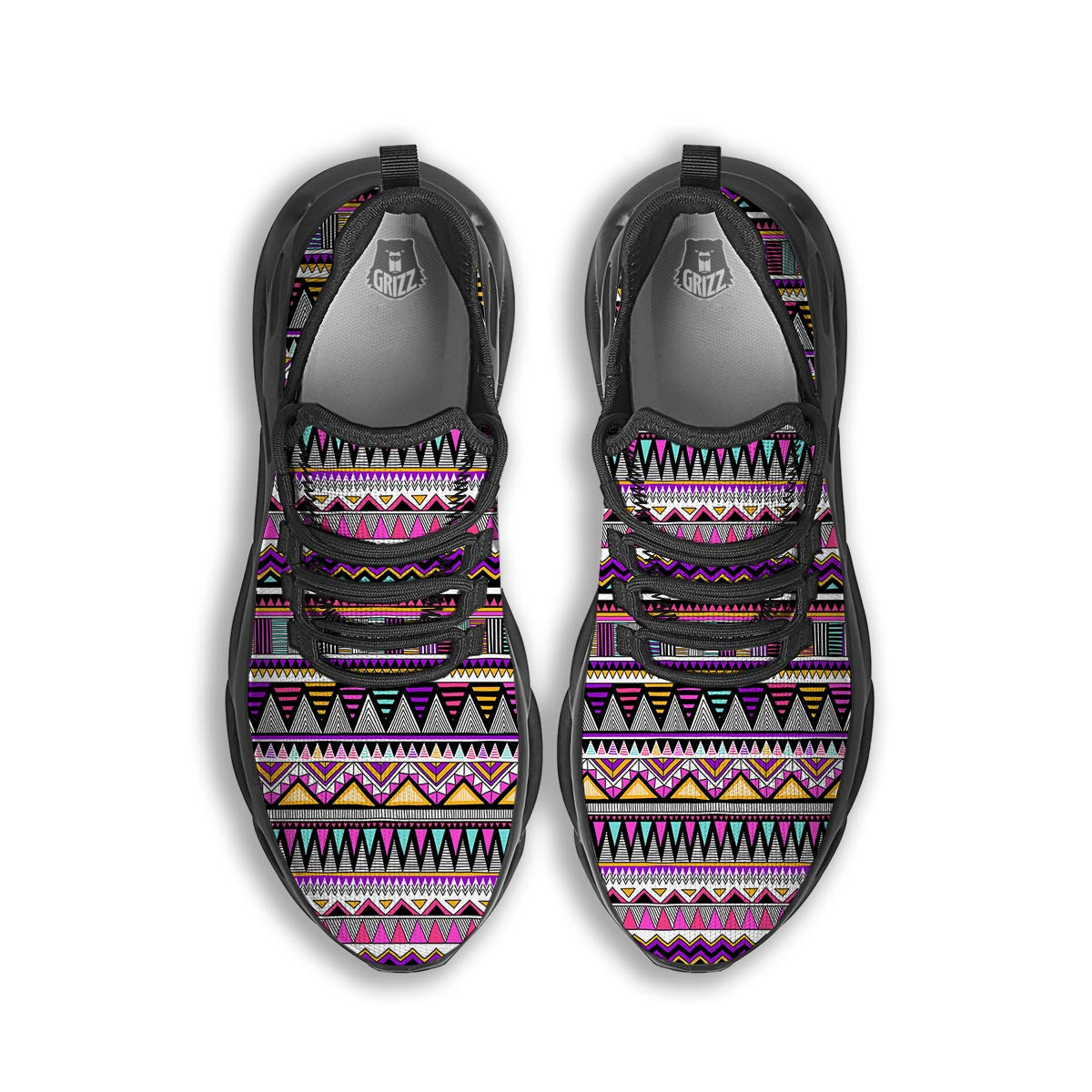 Native Aztec Black Running Shoes-grizzshop
