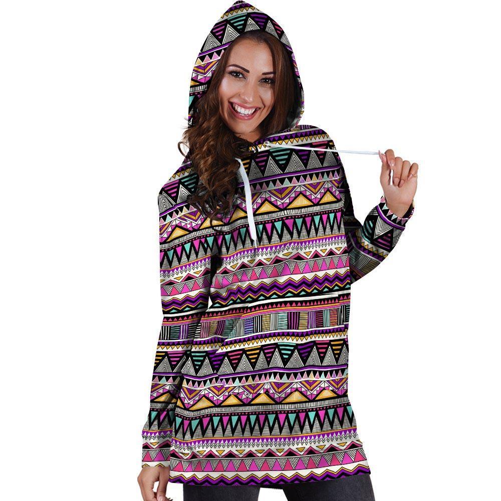 Native Aztec Hoodie Dress-grizzshop