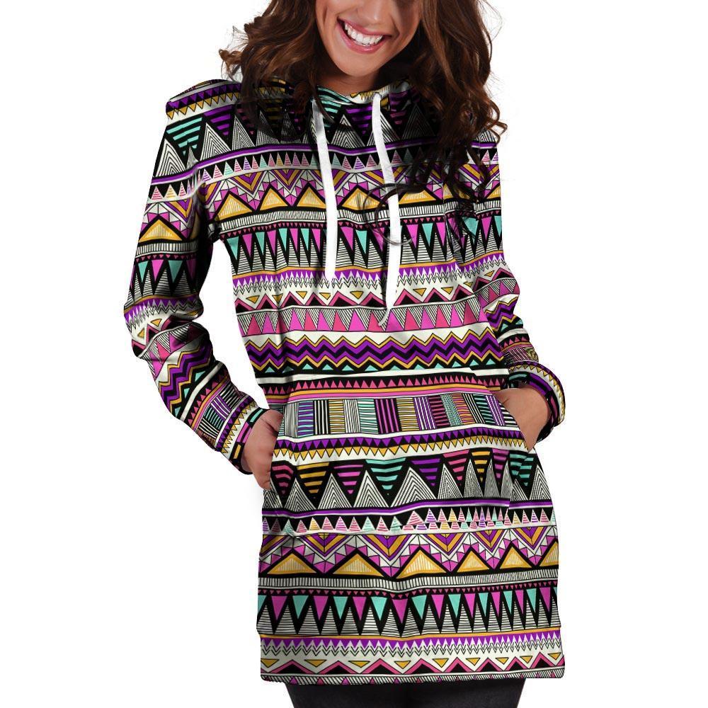 Native Aztec Hoodie Dress-grizzshop