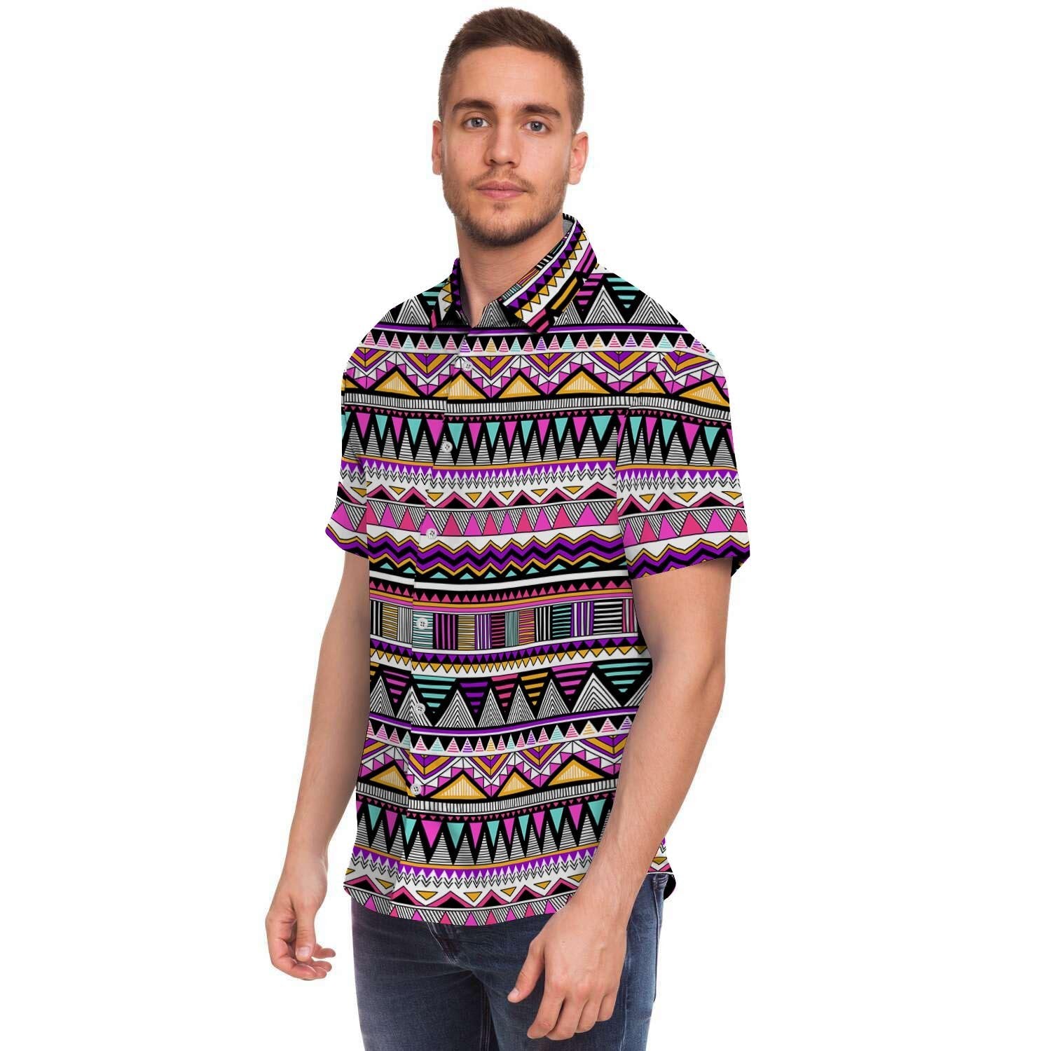 Native Aztec Men's Short Sleeve Shirt-grizzshop