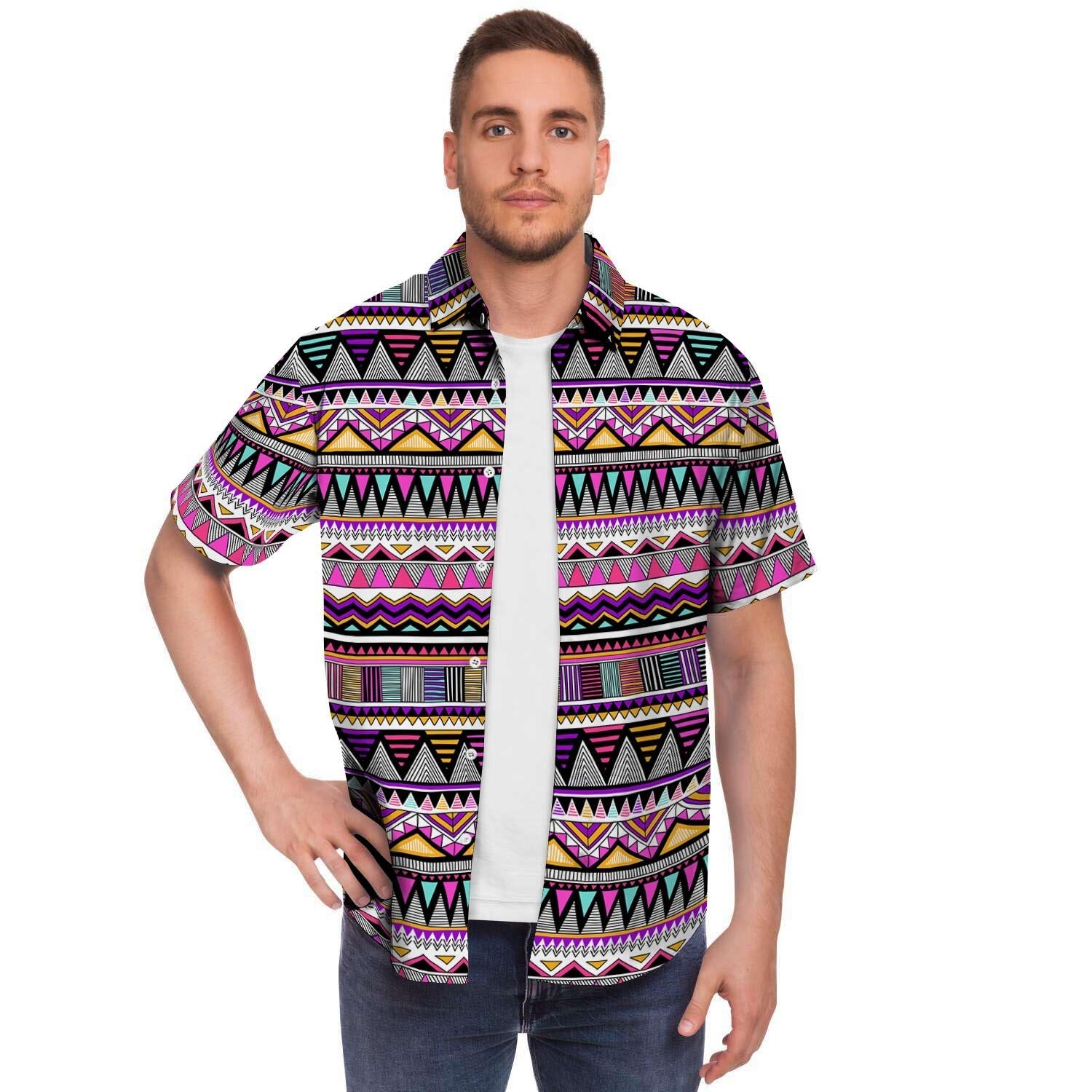 Native Aztec Men's Short Sleeve Shirt-grizzshop