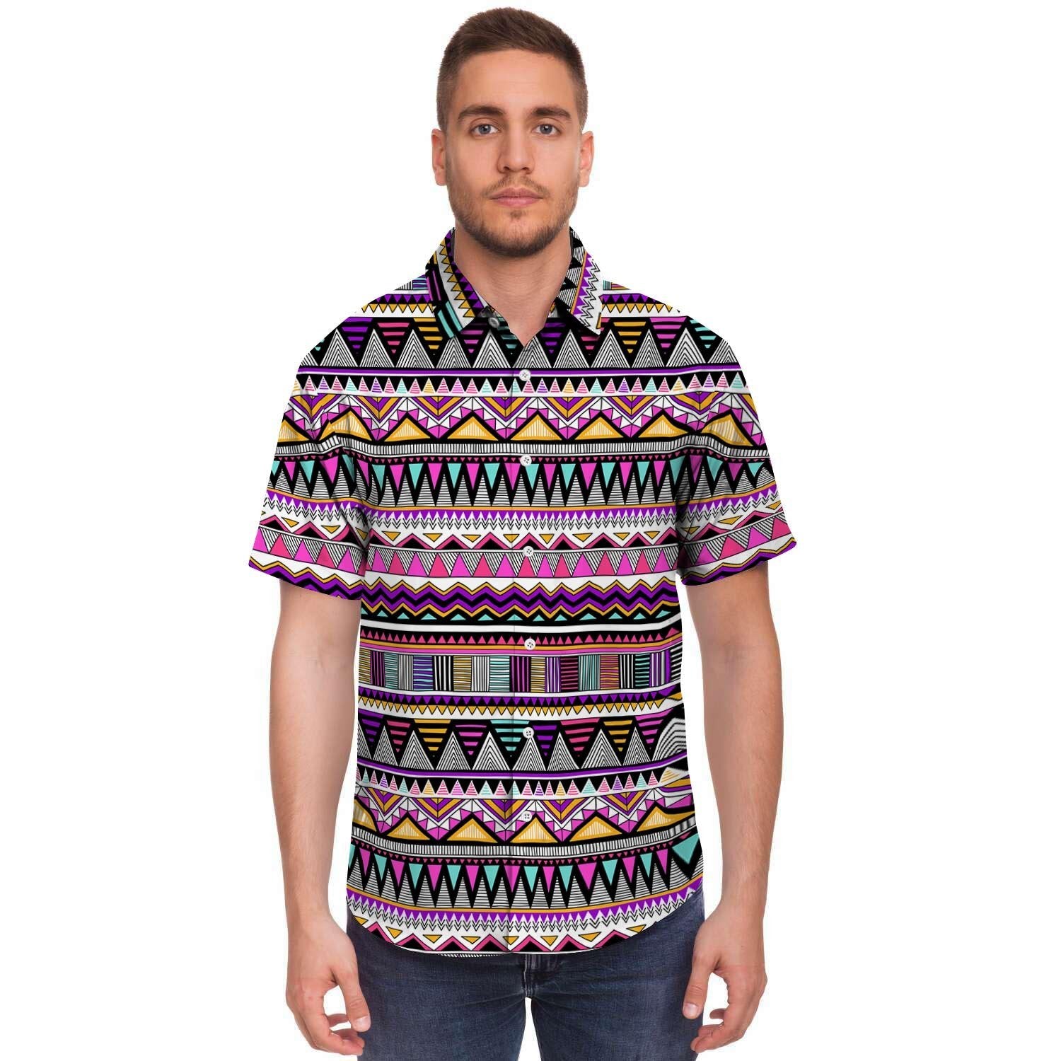 Native Aztec Men's Short Sleeve Shirt-grizzshop