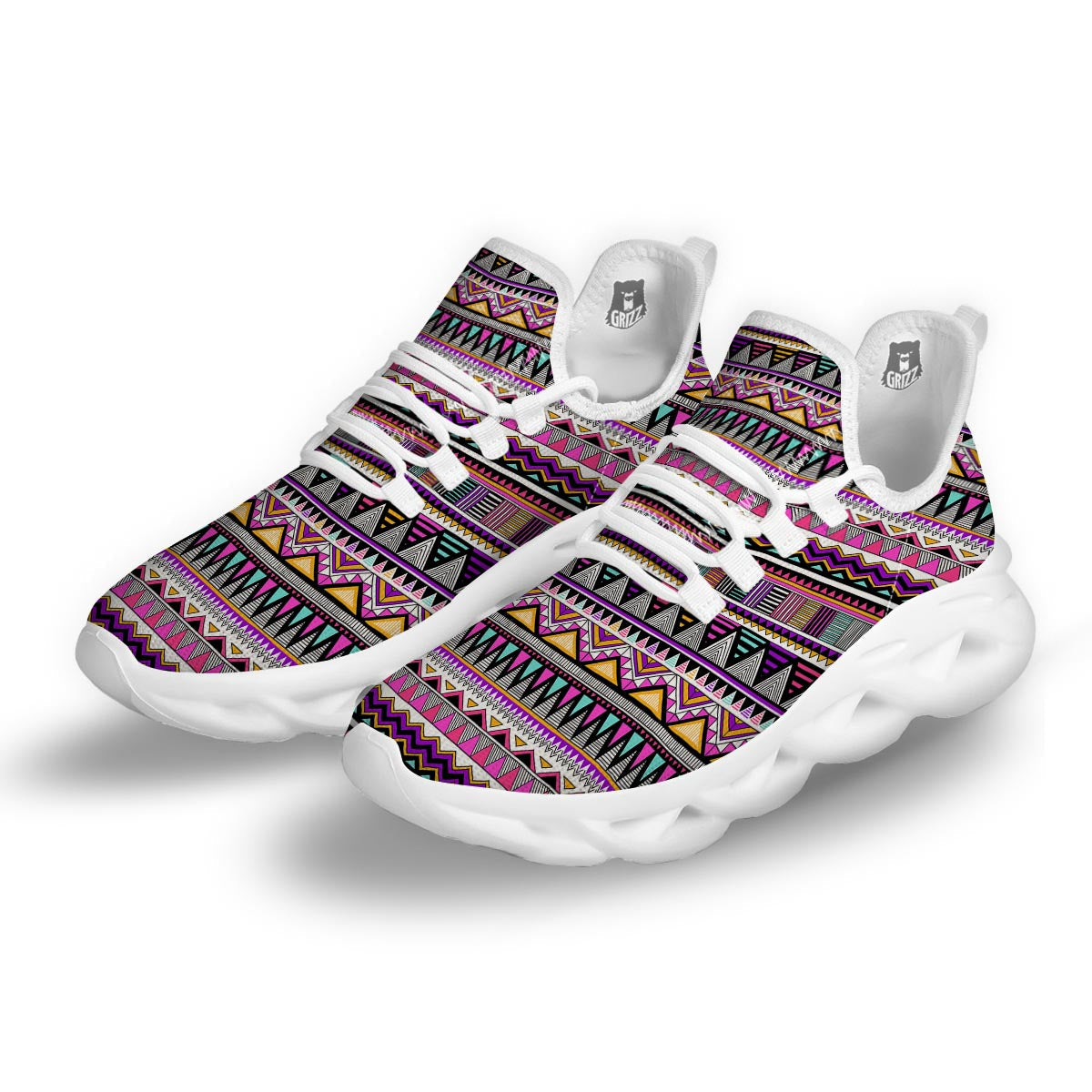 Native Aztec White Running Shoes-grizzshop