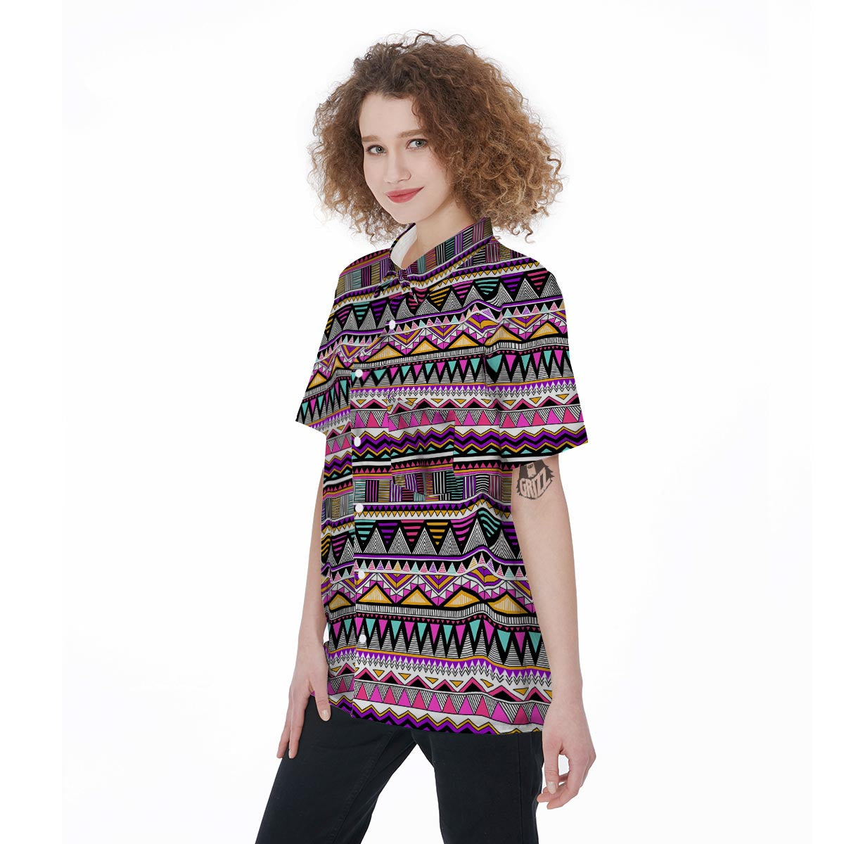 Native Aztec Women's Short Sleeve Shirts-grizzshop