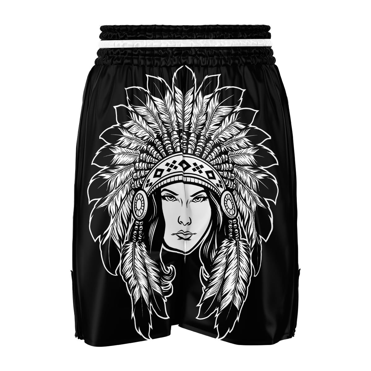 Native Indian Girl Tribal Print Boxing Shorts-grizzshop