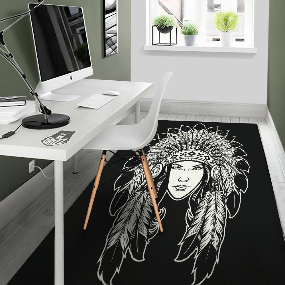 Native Indian Girl Tribal Print Floor Mat-grizzshop