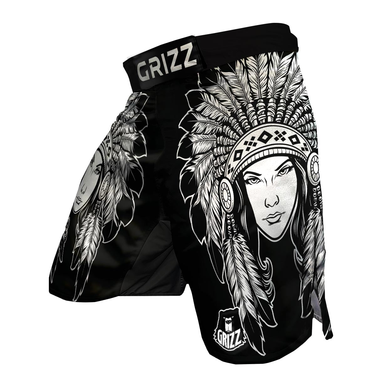 Native Indian Girl Tribal Print MMA Shorts-grizzshop
