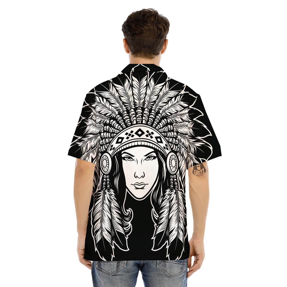 Native Indian Girl Tribal Print Men's Hawaiian Shirt-grizzshop