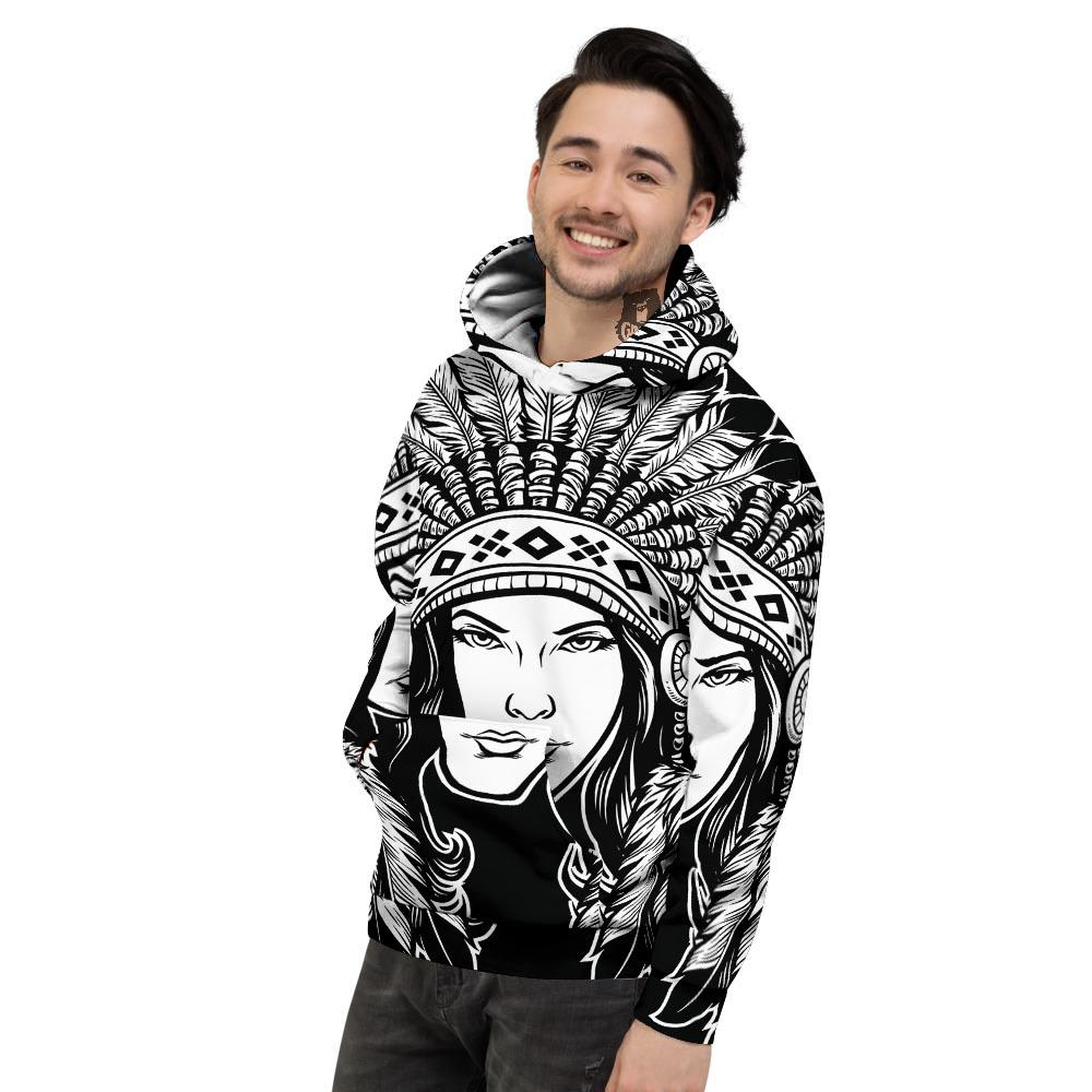 Native Indian Girl Tribal Print Men's Hoodie-grizzshop
