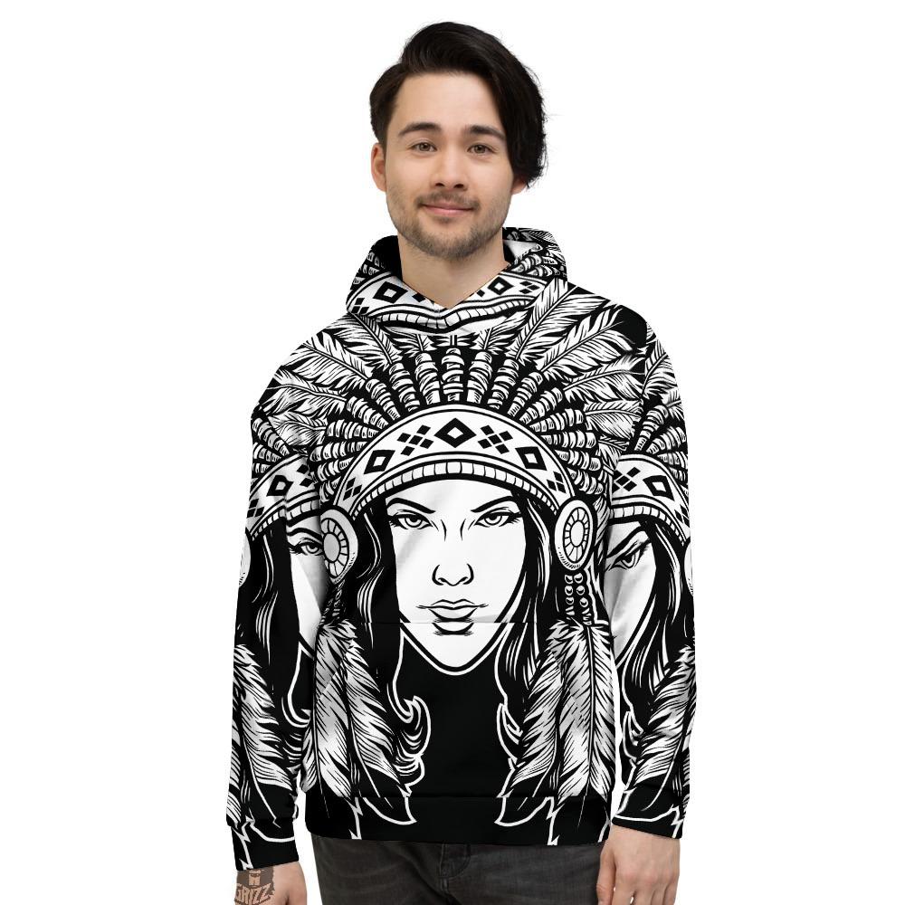 Native Indian Girl Tribal Print Men's Hoodie-grizzshop