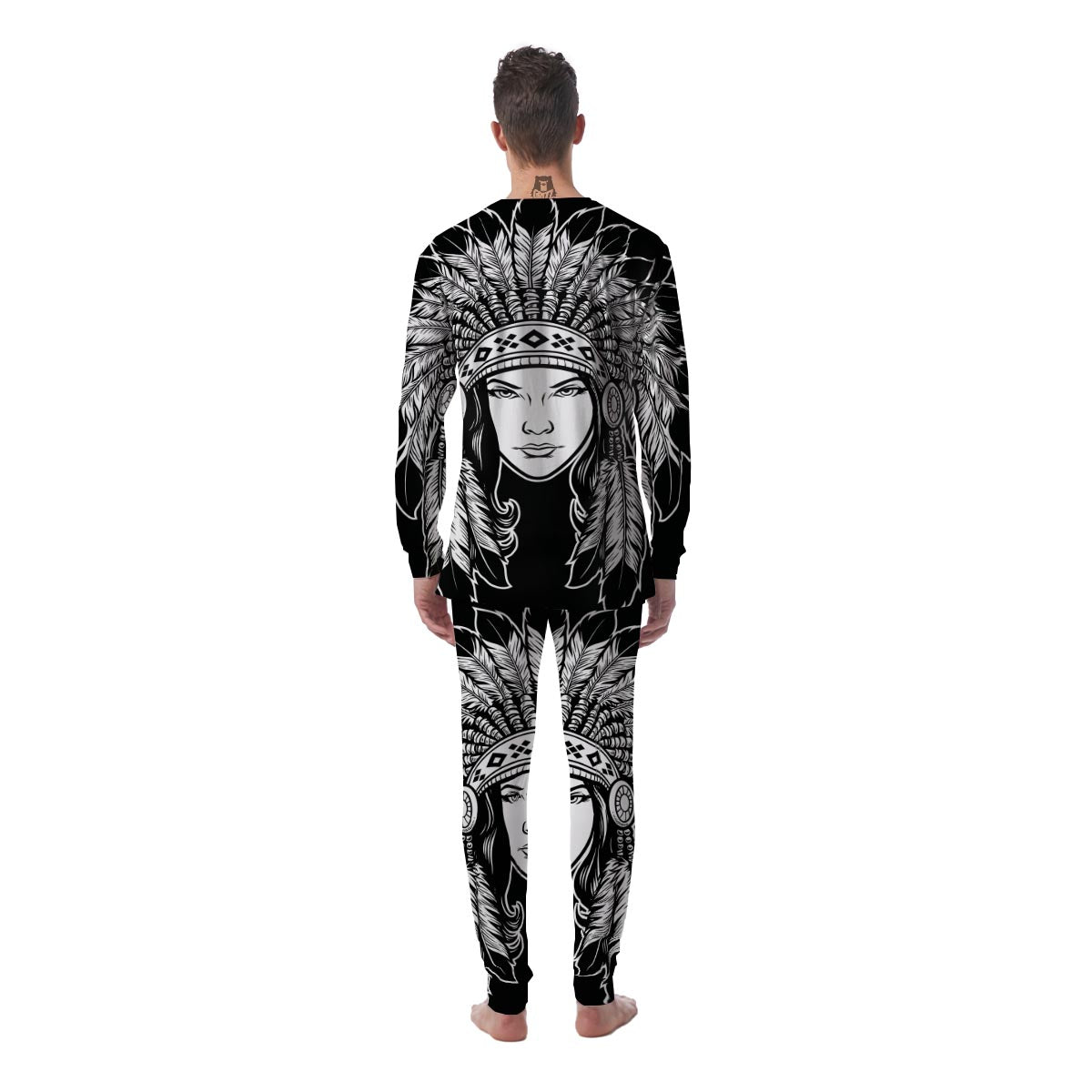 Native Indian Girl Tribal Print Men's Pajamas-grizzshop