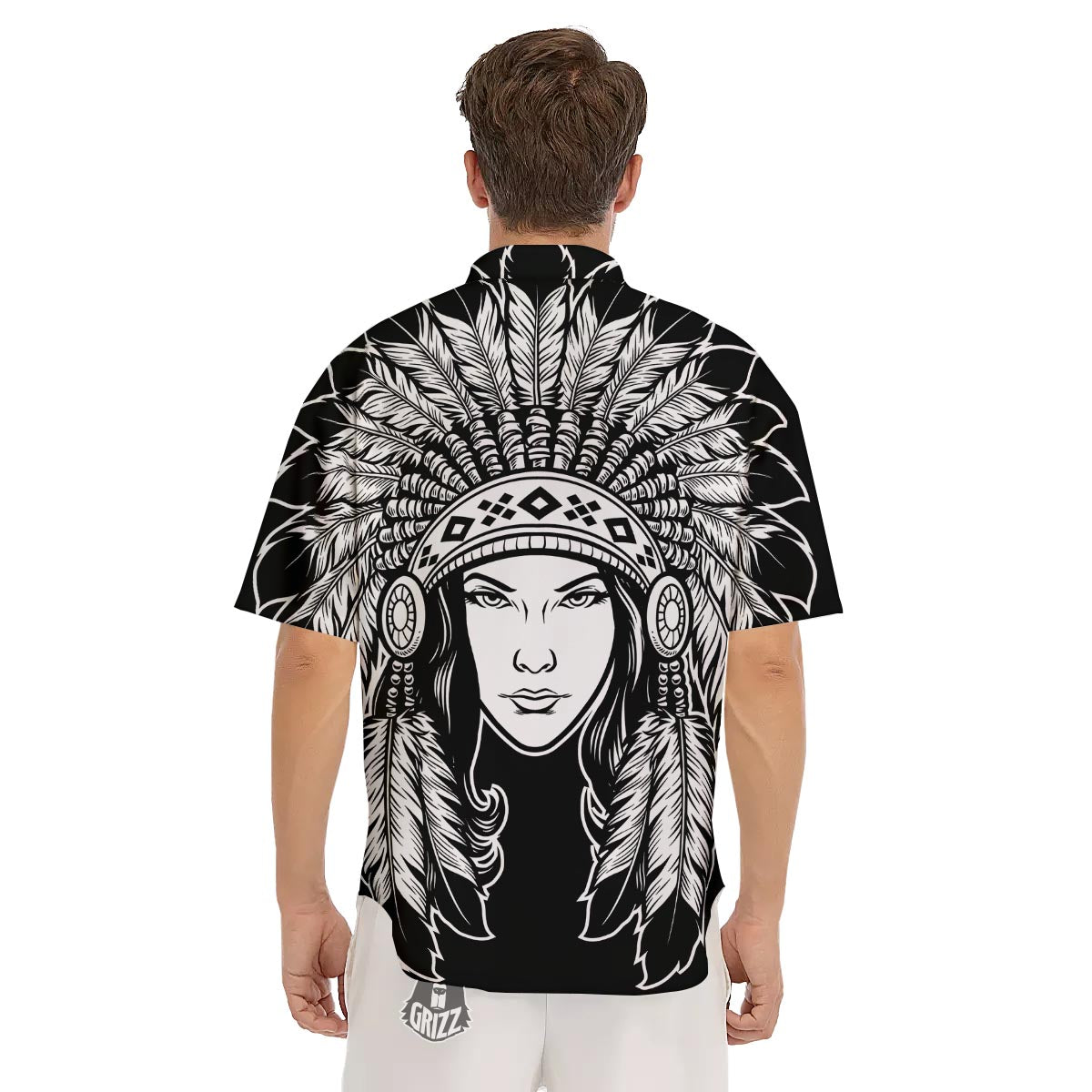 Native Indian Girl Tribal Print Men's Short Sleeve Shirts-grizzshop