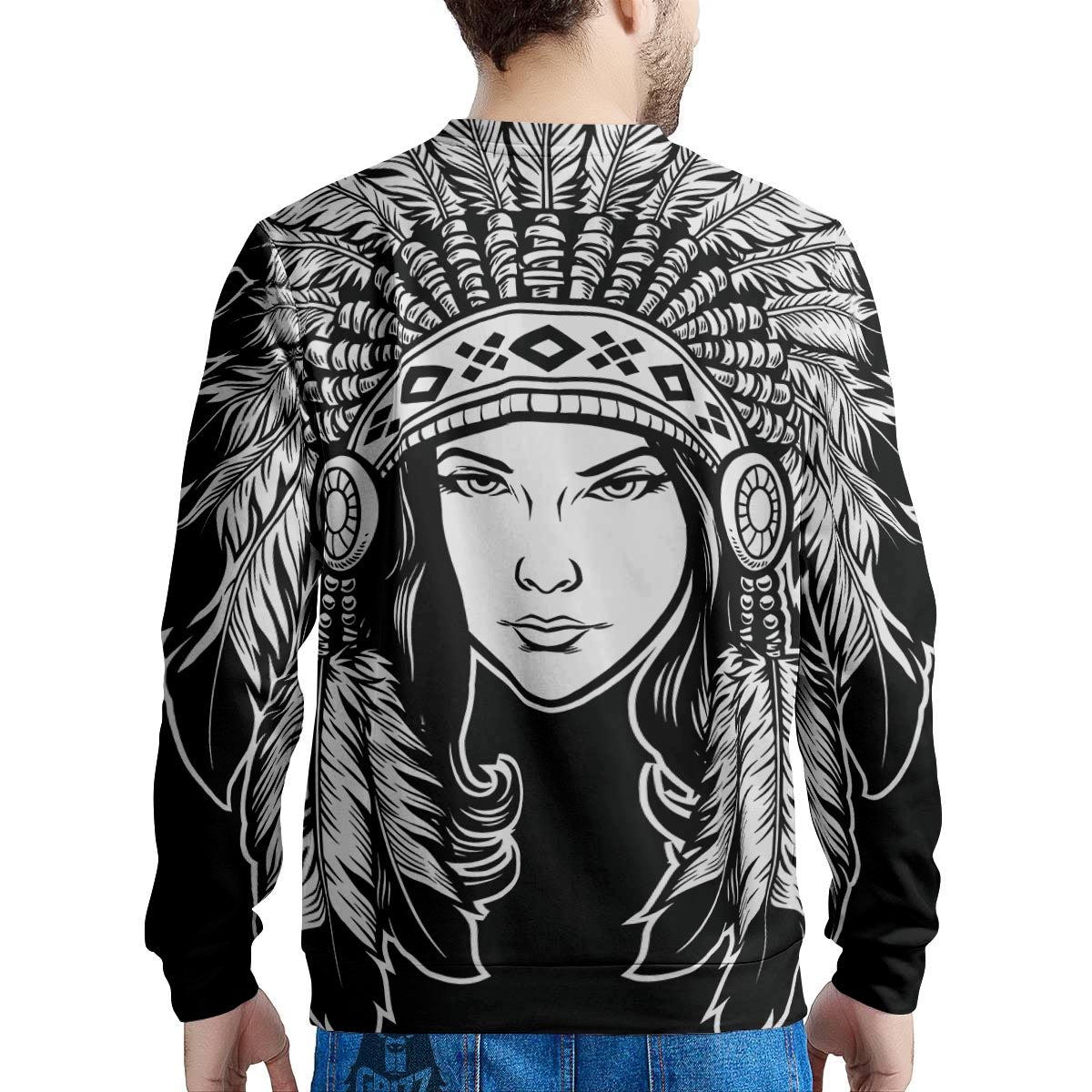 Native Indian Girl Tribal Print Men's Sweatshirt-grizzshop