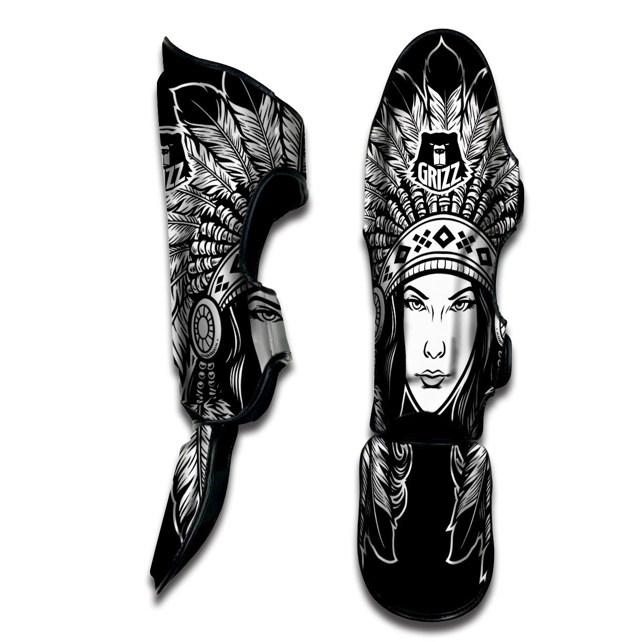 Native Indian Girl Tribal Print Muay Thai Shin Guards-grizzshop