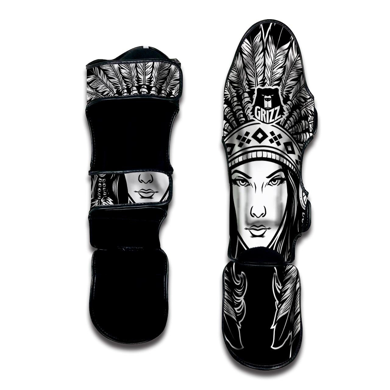 Native Indian Girl Tribal Print Muay Thai Shin Guards-grizzshop