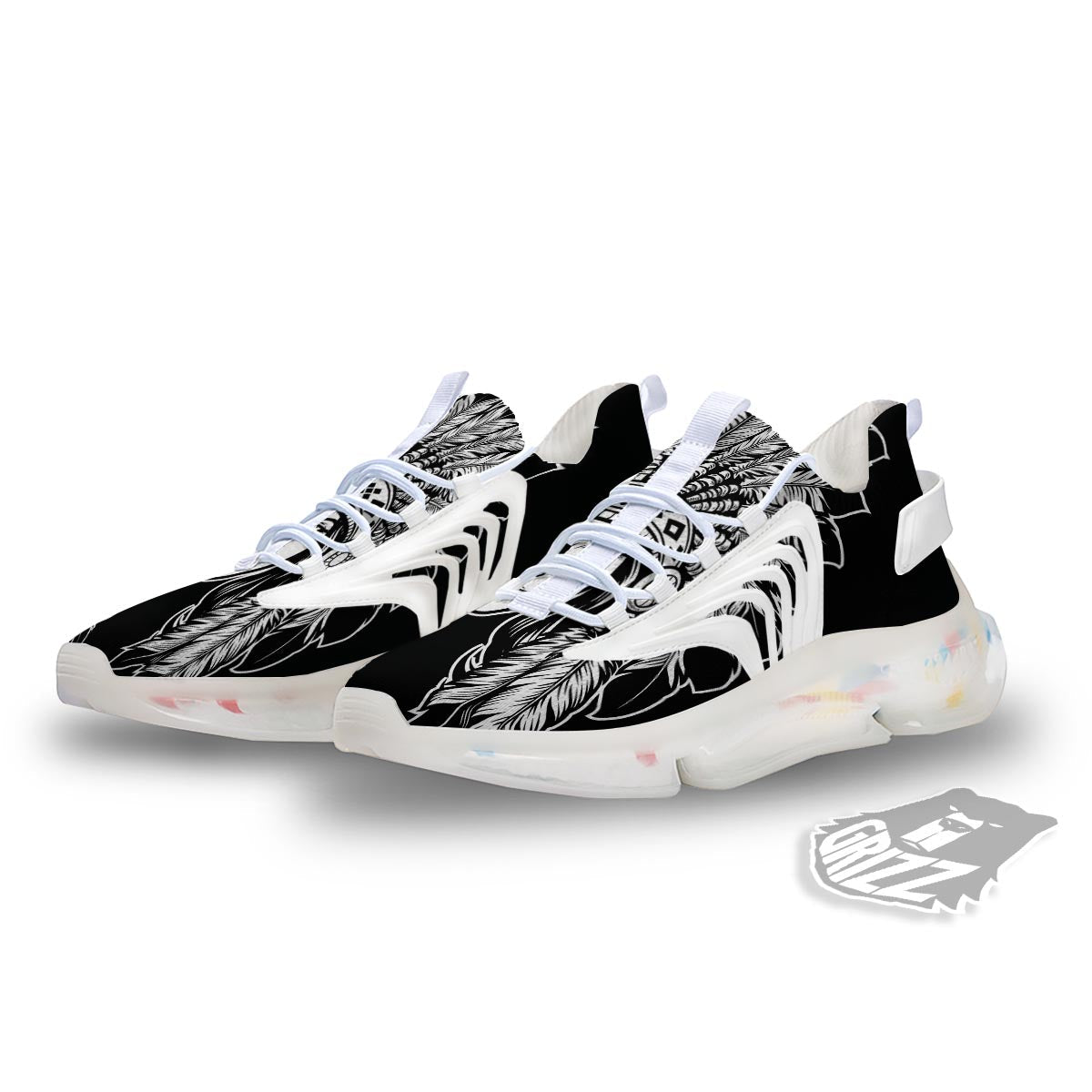Native Indian Girl Tribal Print White Gym Shoes-grizzshop