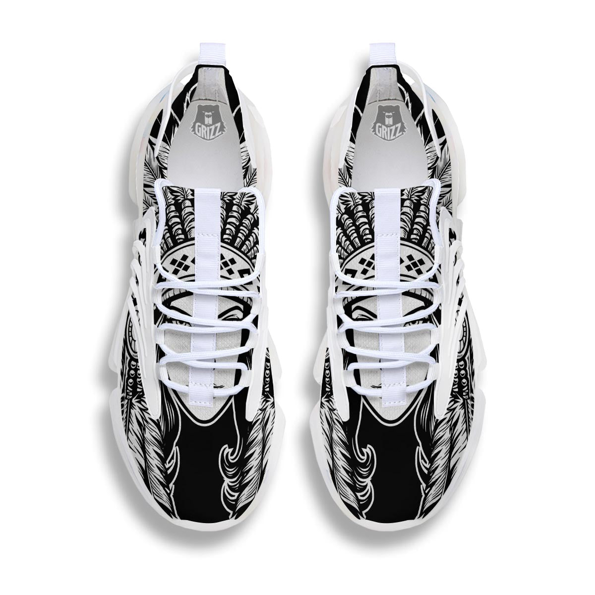 Native Indian Girl Tribal Print White Gym Shoes-grizzshop