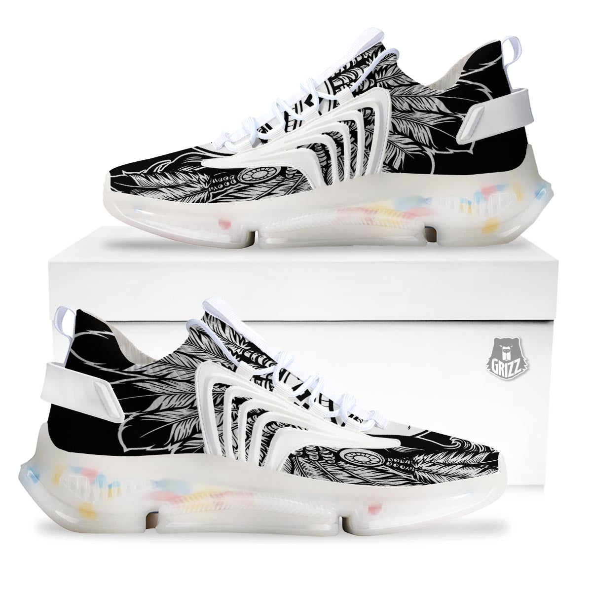Native Indian Girl Tribal Print White Gym Shoes-grizzshop