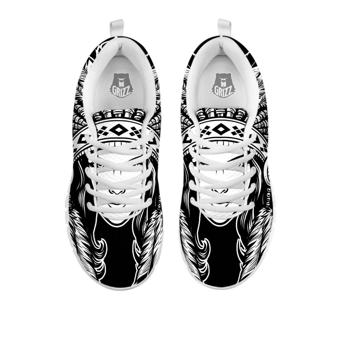 Native Indian Girl Tribal Print White Sneaker-grizzshop