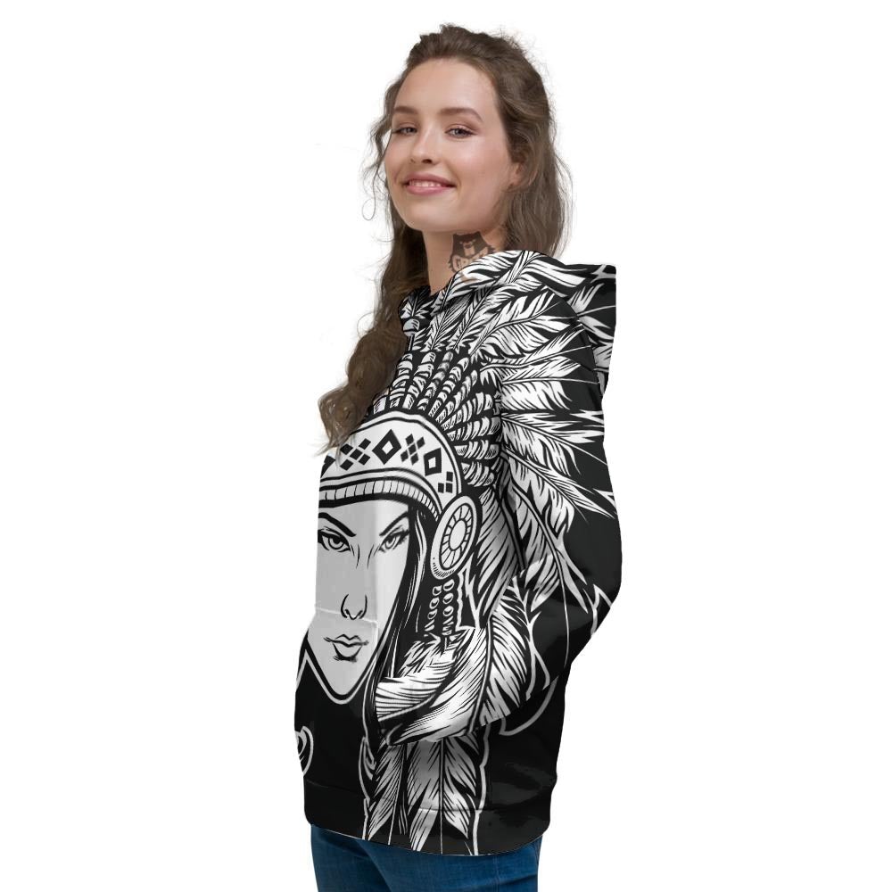 Native Indian Girl Tribal Print Women's Hoodie-grizzshop