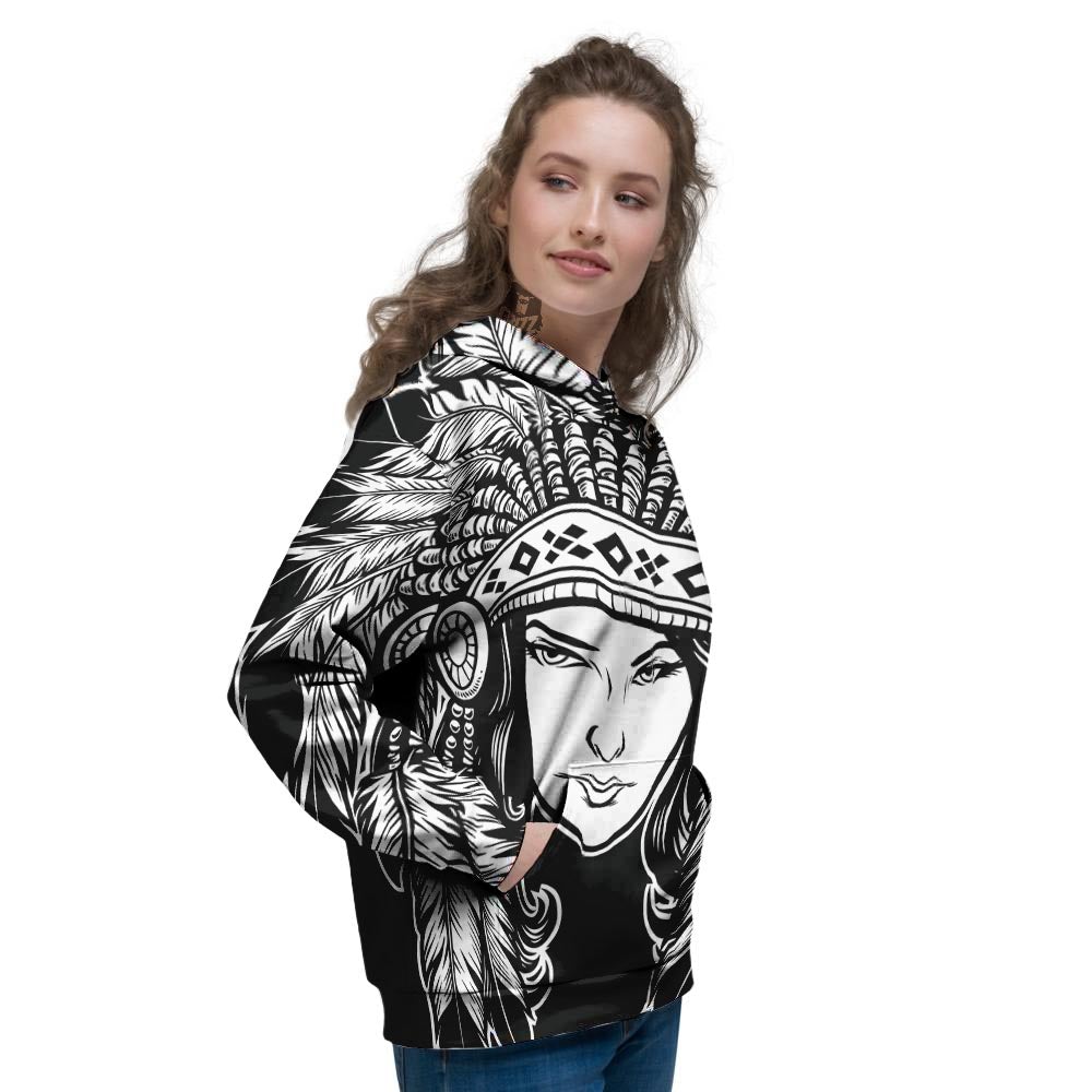 Native Indian Girl Tribal Print Women's Hoodie-grizzshop