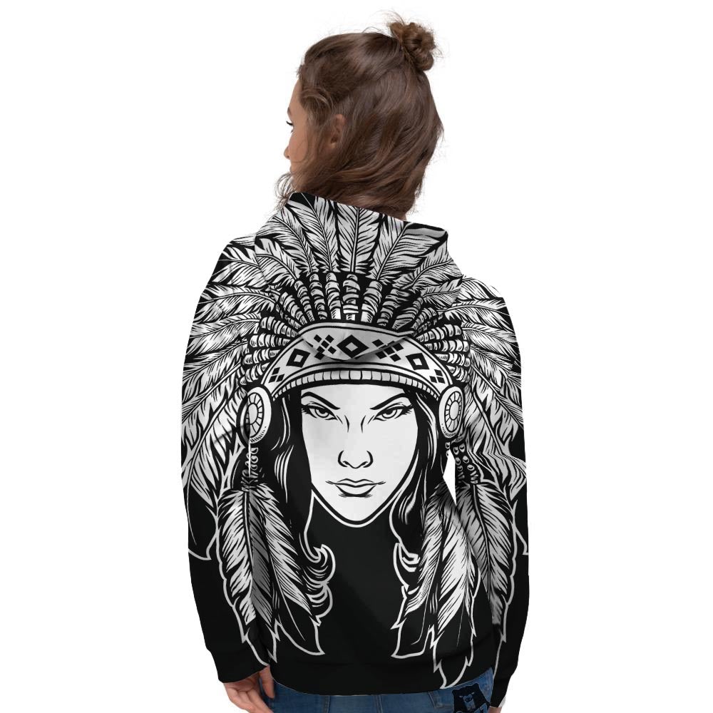 Native Indian Girl Tribal Print Women's Hoodie-grizzshop