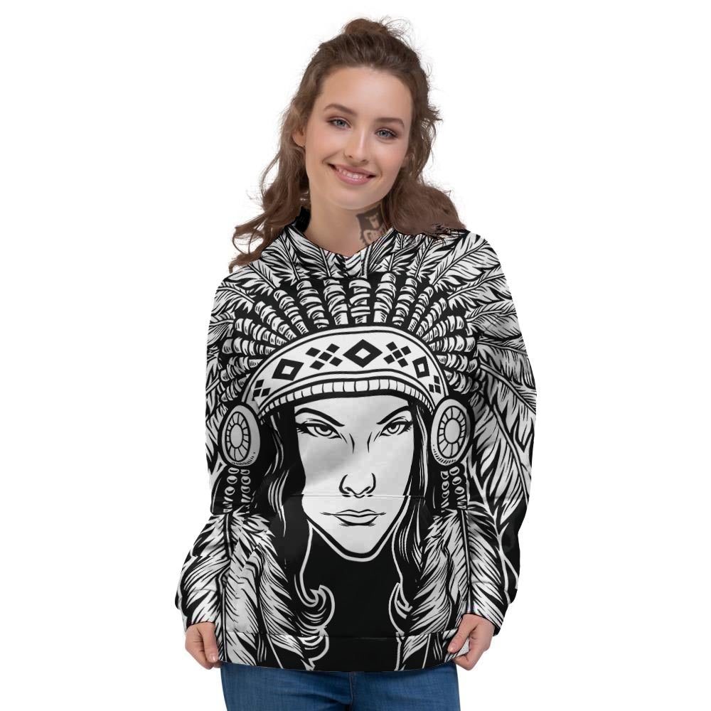 Native Indian Girl Tribal Print Women's Hoodie-grizzshop