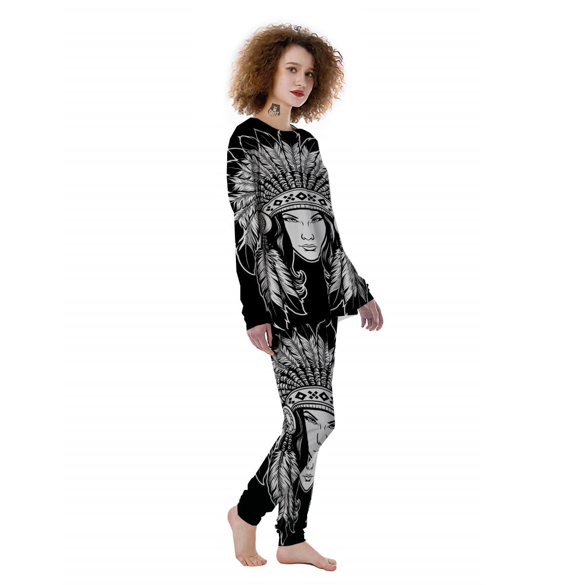 Native Indian Girl Tribal Print Women's Pajamas-grizzshop